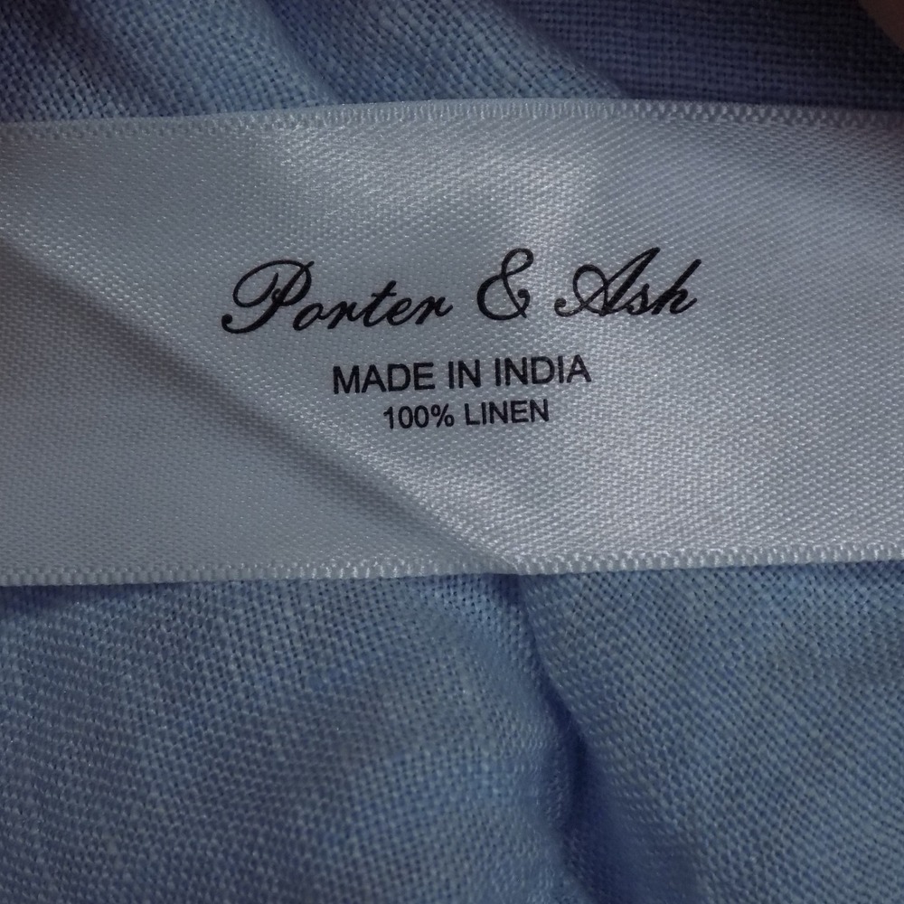 Porter & Ash Linen Shirt Mens M Light Blue Short Sleeve Button Down EUC - Picture 6 of 7